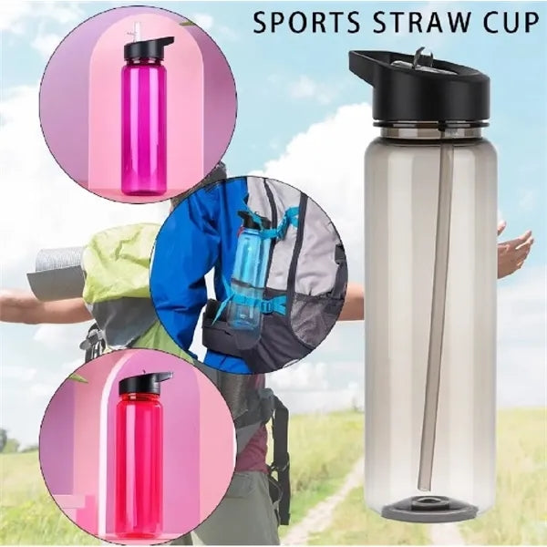24oz PS Sports Water Bottle With Straw Top Lid