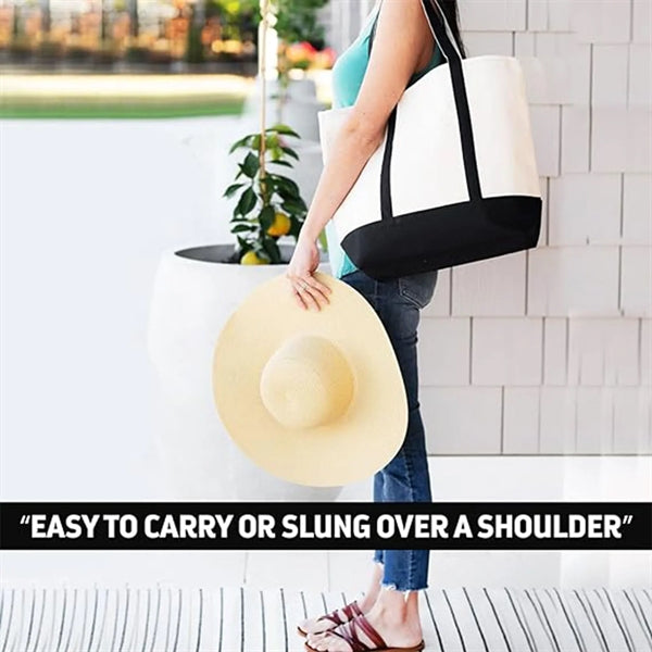 Cotton Tote Bag for Shopping Grocery Travel Zipper