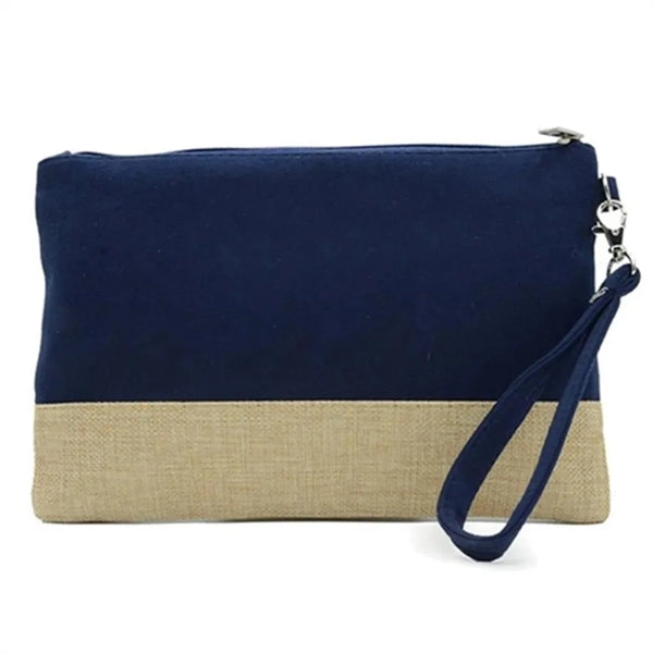 Jute Canvas Pouch With Zipper