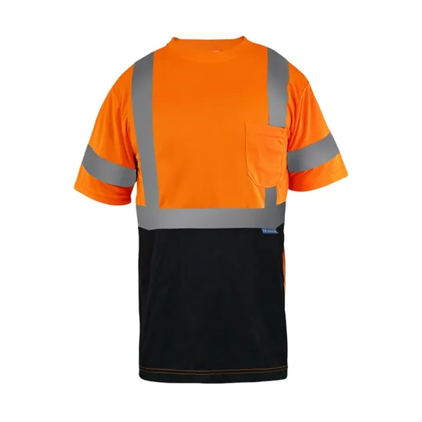 Reflective Strip Short Sleeves T-Shirt With Pocket