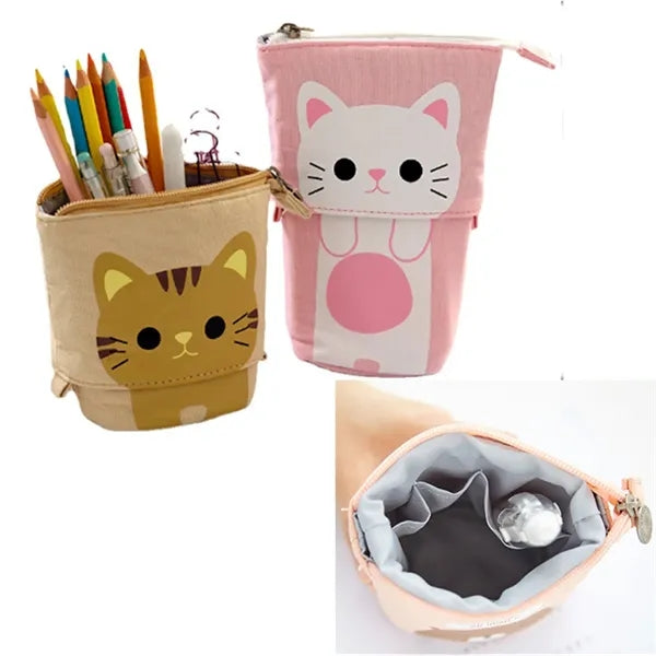 Retractable pencil case with zip