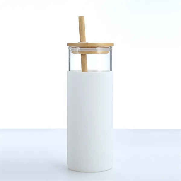Iced Coffee Glass Cup with Lid and Straw
