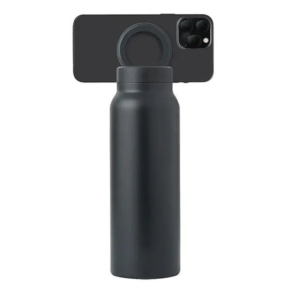 24 Oz Insulated Magnetic Water Bottle With Phone Holder Lid