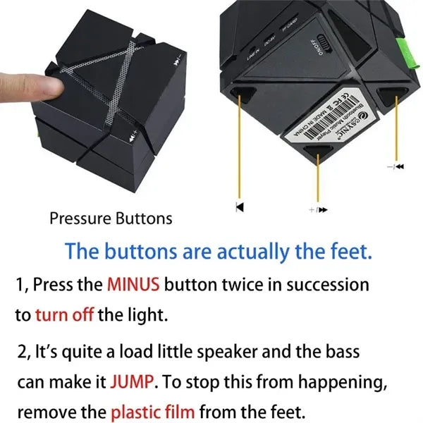 Cube Bluetooth Speakers with Colorful LED Light