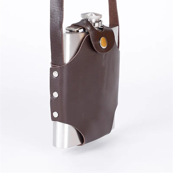 17 oz leather case 304 stainless steel wine flask