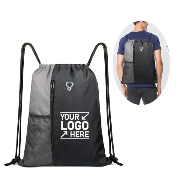 Sports Gym Drawstring Backpack Bags With Earphone Hole