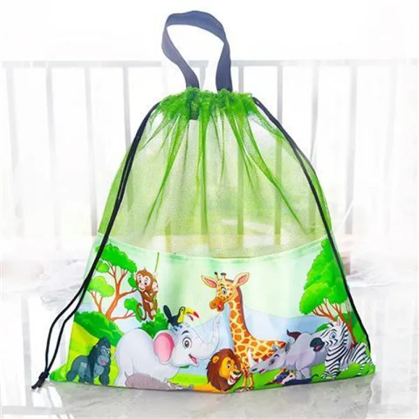 Color Printing Beach Mesh Drawstring Backpack