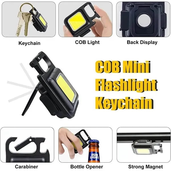 Multi Function LED COB Mini Rechargeable Flashlight Keychain