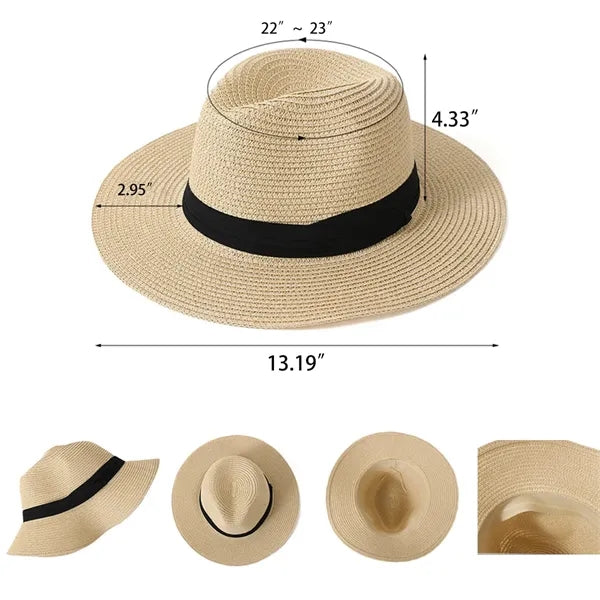 Wide Brim Straw Panama Hat In Summer Beach