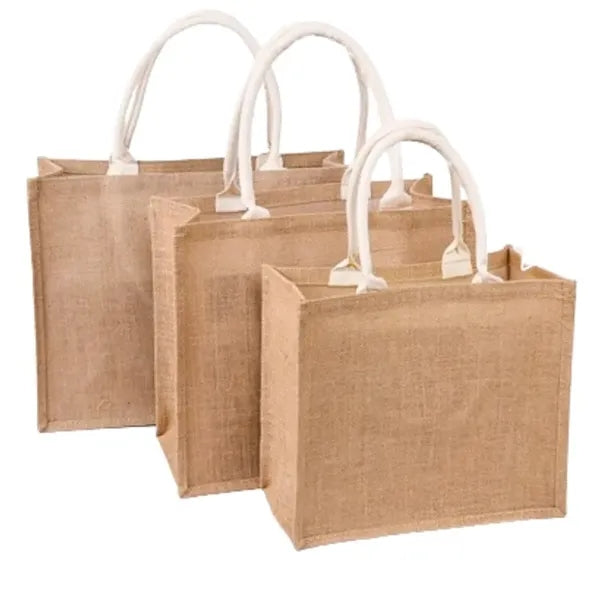 Eco-friendly Natural Jute Tote Bag Burlap with Cotton Handle