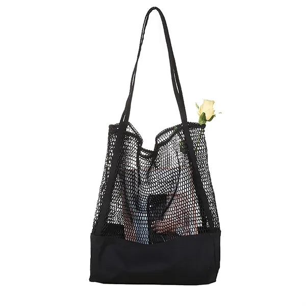 Mesh Beach Tote Bag Shopping Shoulder Handbag