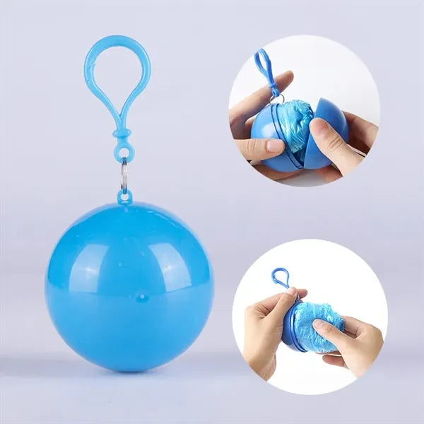 Disposable Rain Poncho In Keychain Ball