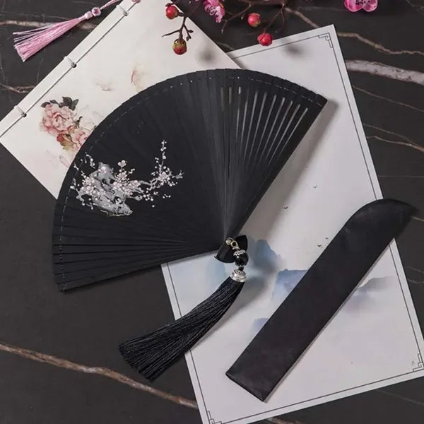 Bamboo Folding Hand Fan Chinese/Japanese Vintage Design
