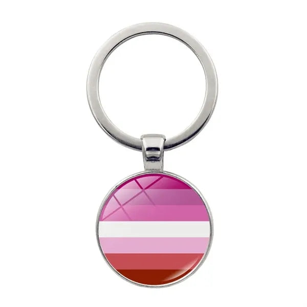LGBT Pride Rainbow Glass Keychain 2 1/3"x1"