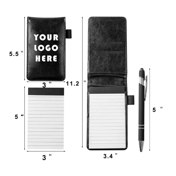 Pen And Card Slot Set PU Leather Notebook