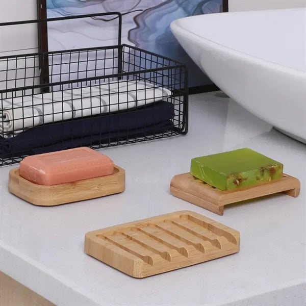 Slanted Waterfall Bamboo Wood Bar Soap Holder for Shower