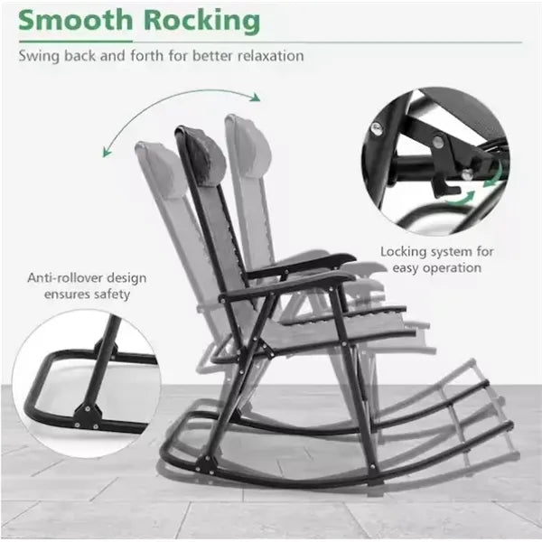 Outsunny Headrest Folding Rocking Chair