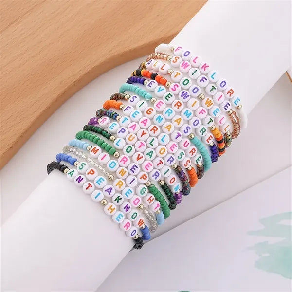 Letter Beaded Charm Slider Friendship Bracelets
