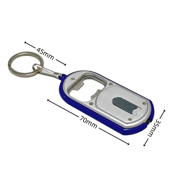 Bottle opener key chain with LED light