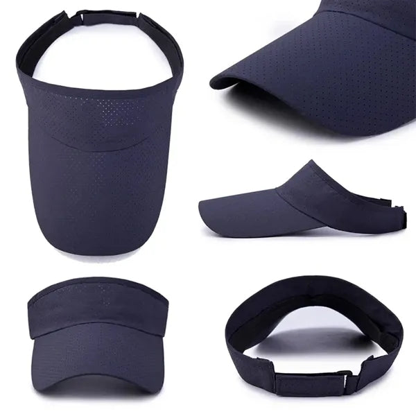 Polyester Sun Visor Hats Wide Brim Adjustable Sports Caps