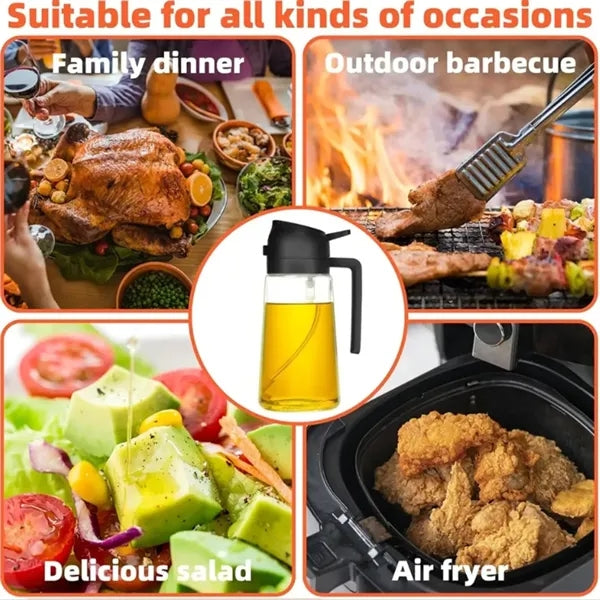 16oz Oil Dispenser Bottle for Kitchen - 2 in 1