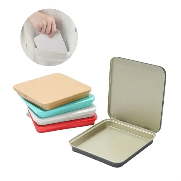 Portable square clamshell tin box