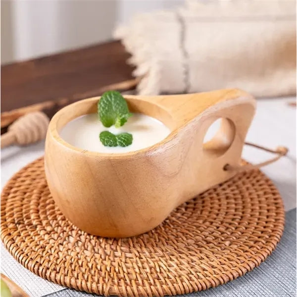 Natural Wooden Coffee Mug w/ Handle