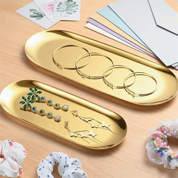 12" Large Stainless Steel Oval Decorative Thickened Tray