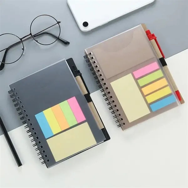 Plastic Spiral Notebook With Pen And Notes Page Marker Color