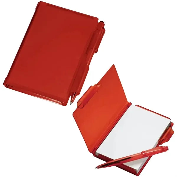 Clear-View Plastic Notepad With Ball Pen Personalization