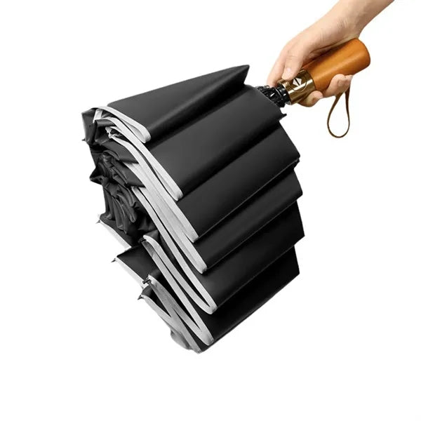Wooden Handle Folding Automatic Reflectiv Inverted Umbrella