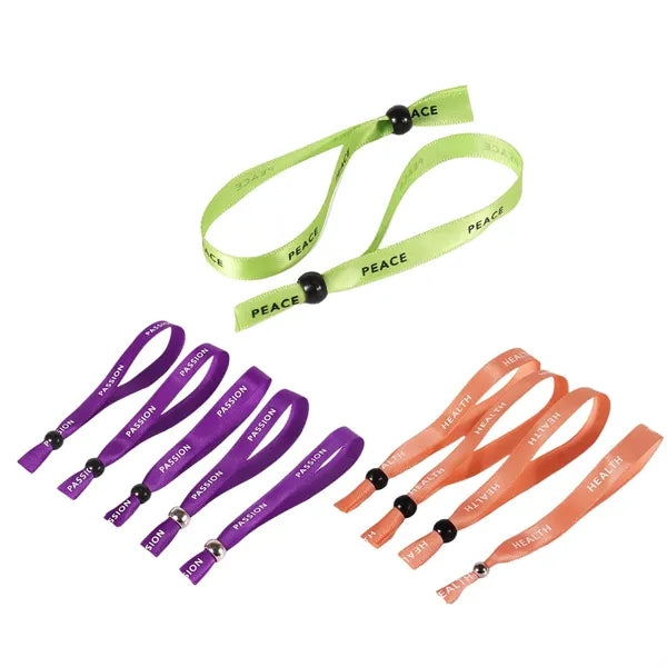 5/8" Printed Event Ribbon Wristbands w/ Round Bead
