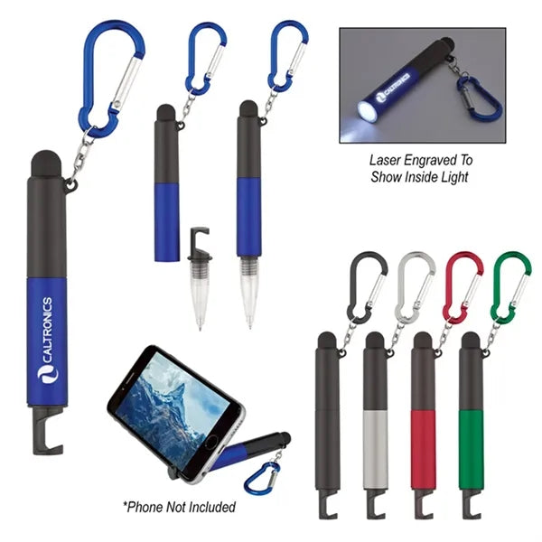 5-In-1 Light Up Stylus Touchscreen Carabiner Ballpoint Pen