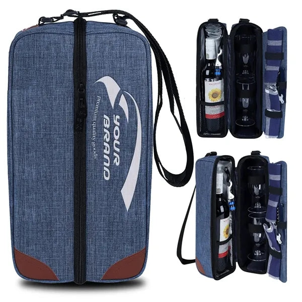 Wine Tote Bag with Cooler Compartment & Picnic Set