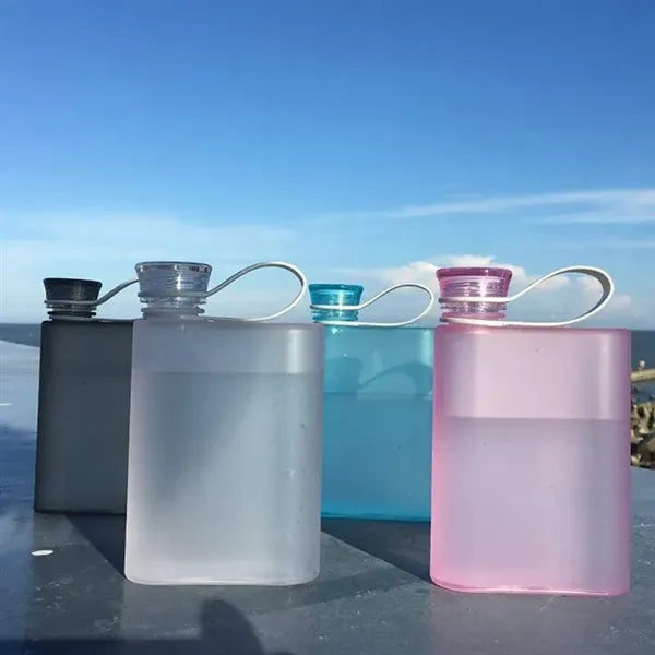 7oz ABS Sports Portable Flat Water Bottle W/Carrying Strap