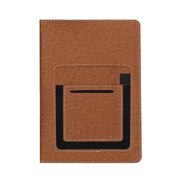 A5 PU Leather Lined Notebook W/Front Pocket & Card Holder