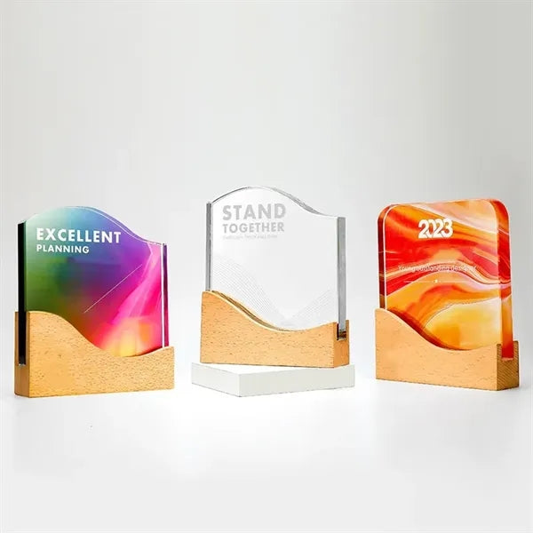 Wooden Base Crystal Trophy