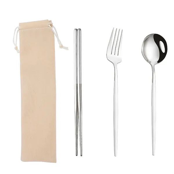 Stainless Steel Cutlery 4 Piece Set with Pouch