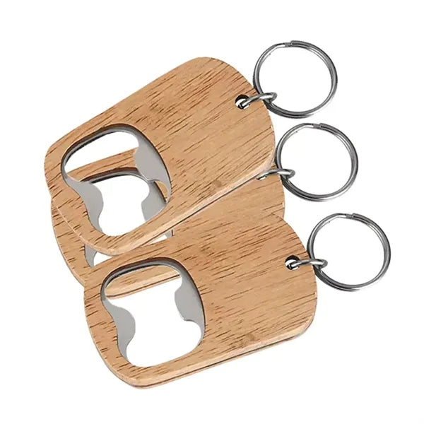 2-in-1 Wooden Bottle Opener Keychain