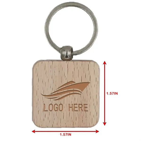 Wooden Square Keychain Key Tag
