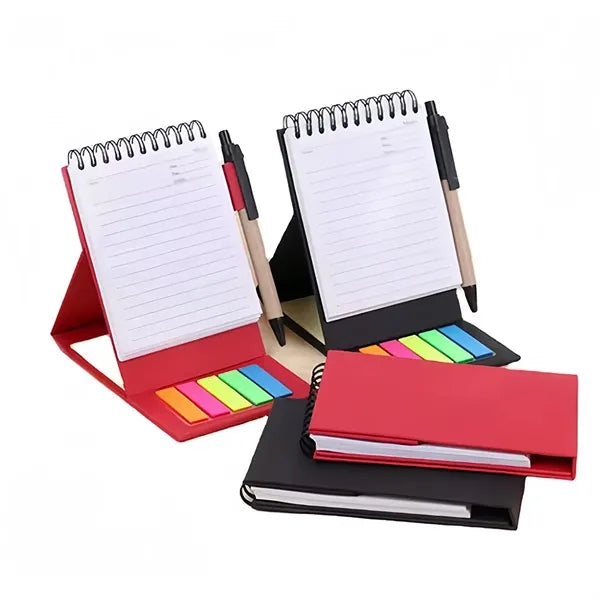 Kraft Spiral Notebook Kit Notepad & Pen Set with Sticky Note