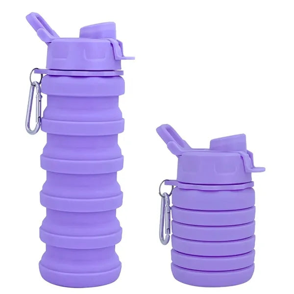 17 oz Collapsible Silicone Water Bottle with Carabiner