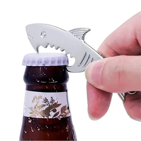 Metal Shark-shaped Bottle Opener Keychain