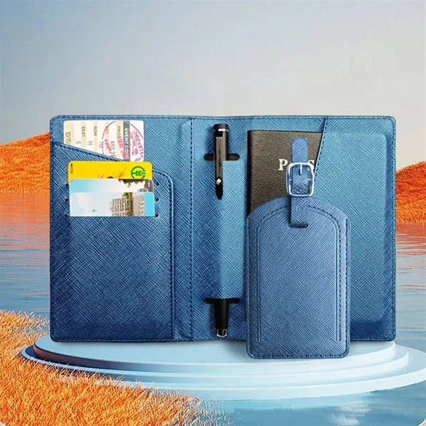 PU Leather Passport Covers Holder Luggage Tag Card Protector