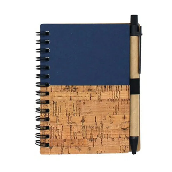Wood Grain Spiral Notepad with Pen