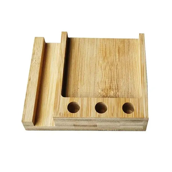 FSC Bamboo Sticky Note Dispenser with Pen Phone Desk Holder