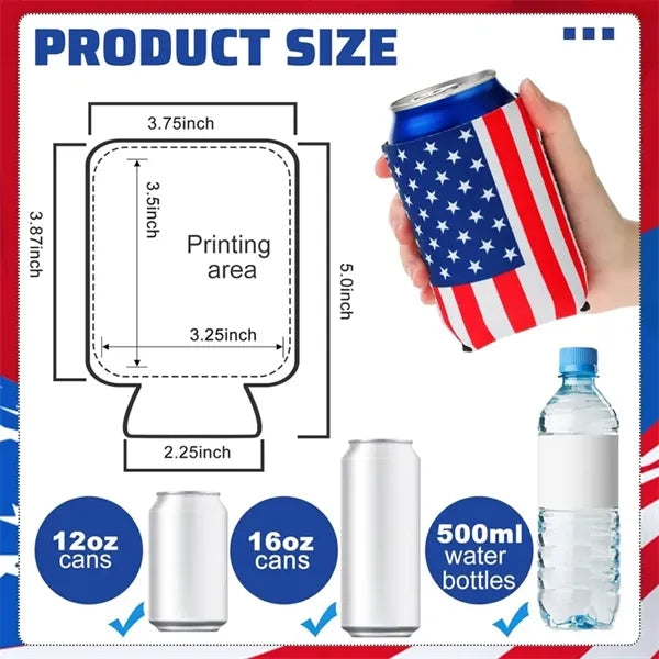 4th of July American US Flag Beer Can Coolers