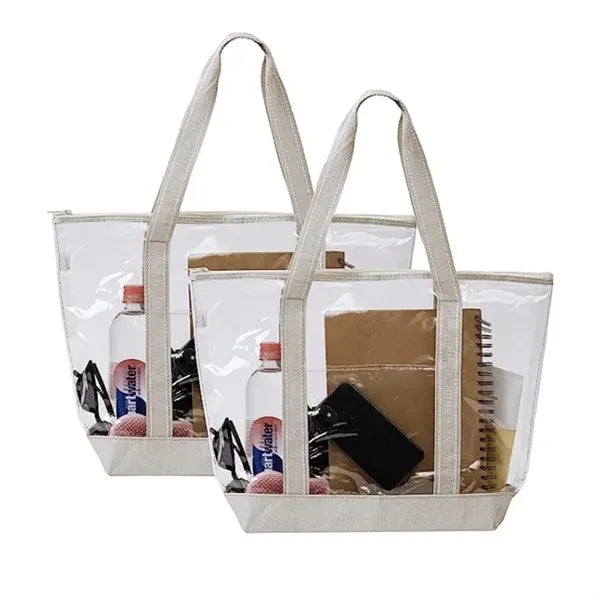 Waterproof PVC Clear Beach Travel Zipper Tote Bag