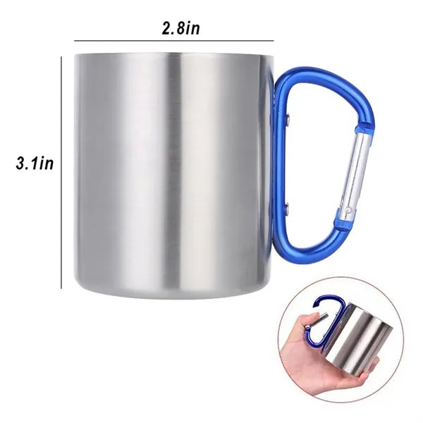 7 oz Outdoor Double Wall Stainless Steel Carabiner Cups