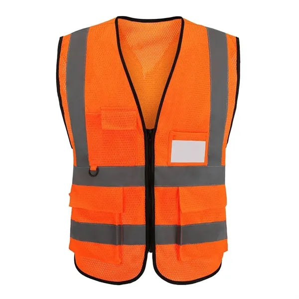 Mesh Reflective Tape Safety Vest With 4 Pockets